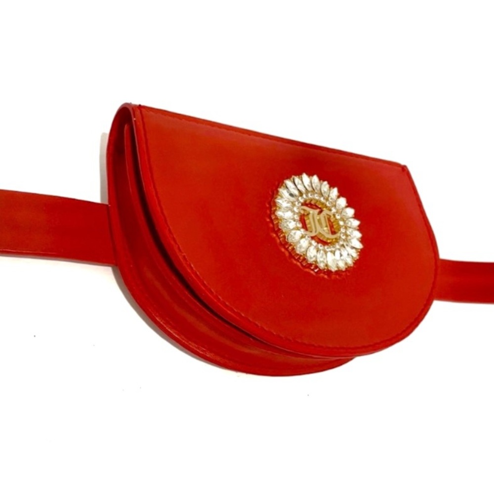 JUICY COUTURE Red Gold Diamond Studded Logo Belt
Waist Bag Gift Box NWT